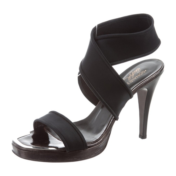 DONALD J PLINER Idra Crossover Sandals Pewter satin elastic 8.5 - Picture 1 of 7